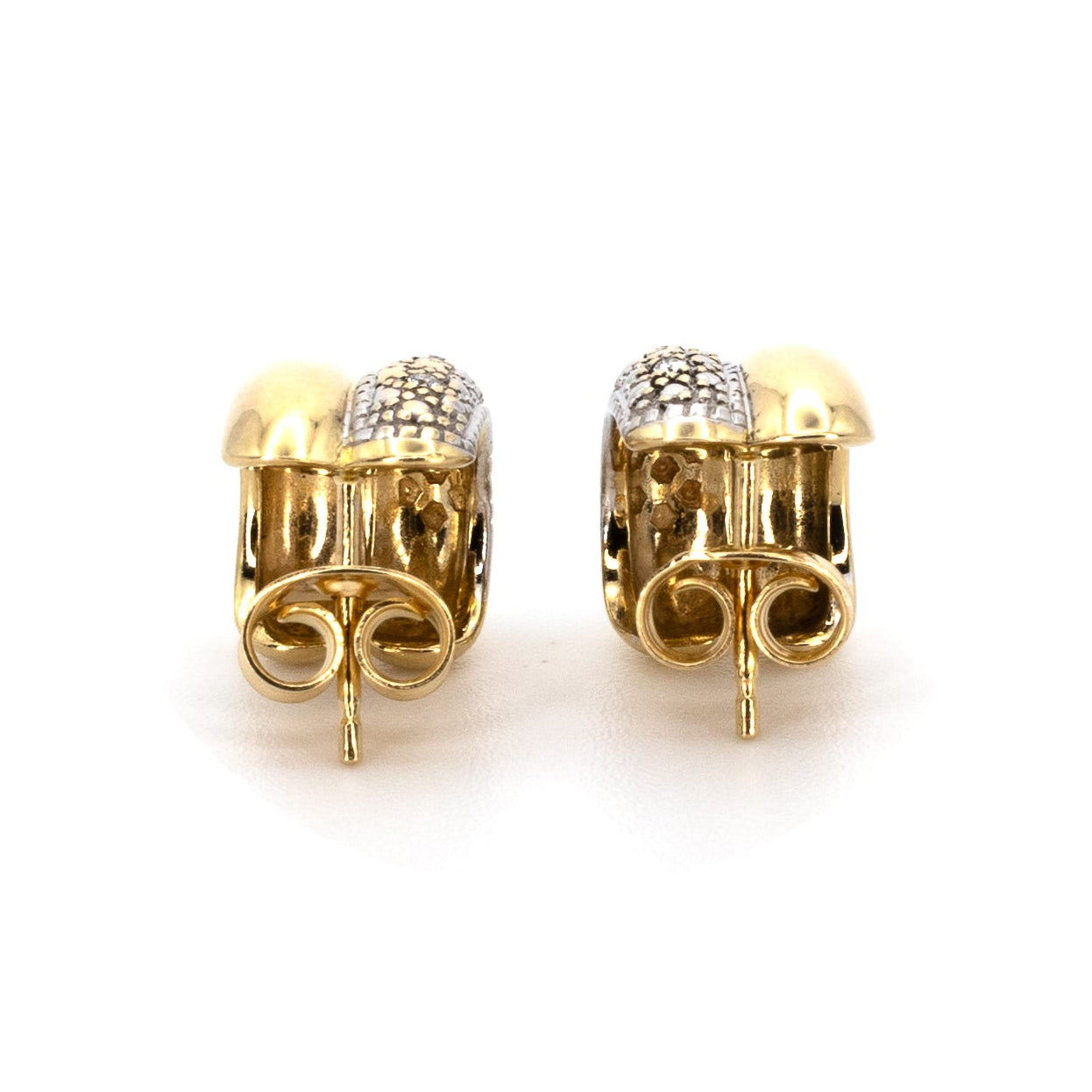 Bi-colour Large Huggie Earrings with Diamonds