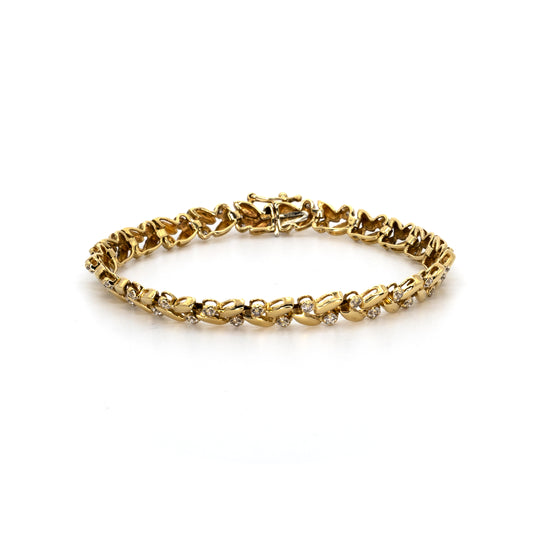 Diamond Leaf Gold Bracelet