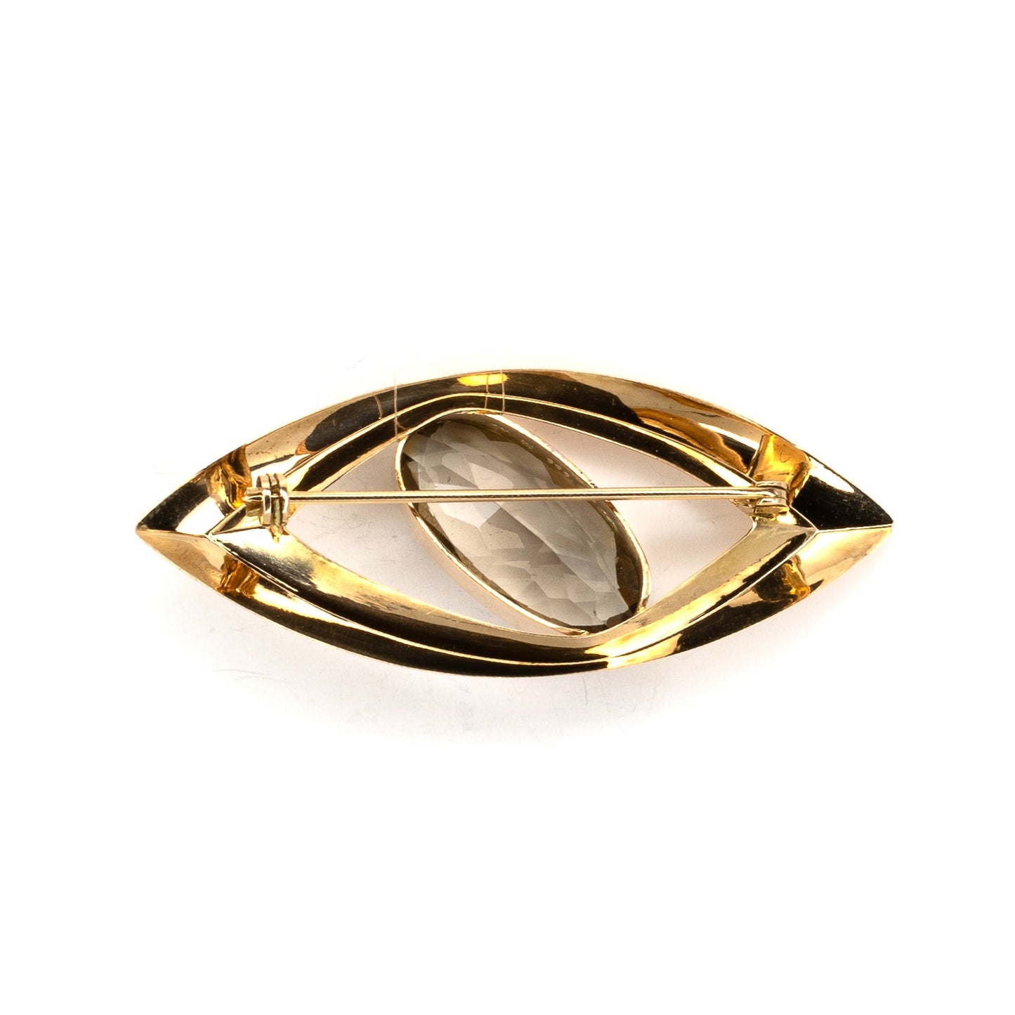 60's Smoky Quartz Gold Brooch