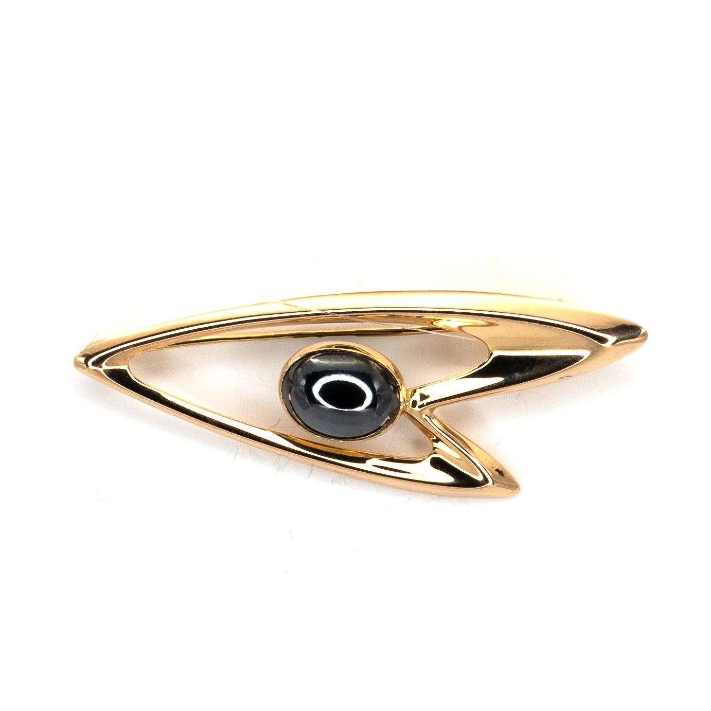 Hematite Geometric Gold Brooch