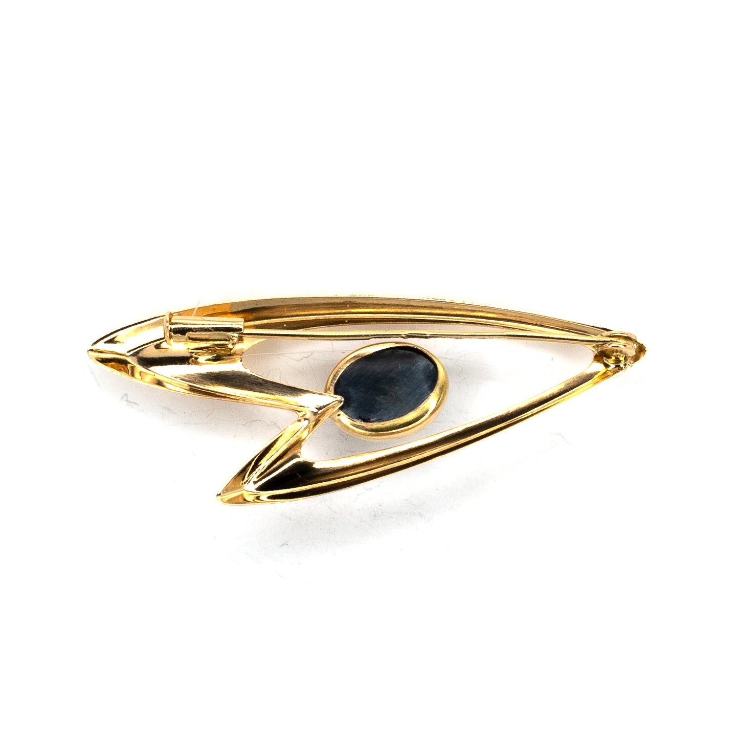 Hematite Geometric Gold Brooch