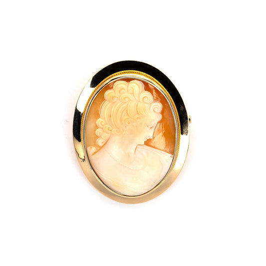 Vintage Large Cameo Gold Brooch