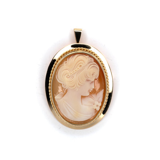 Vintage Medium Size Cameo Gold Brooch