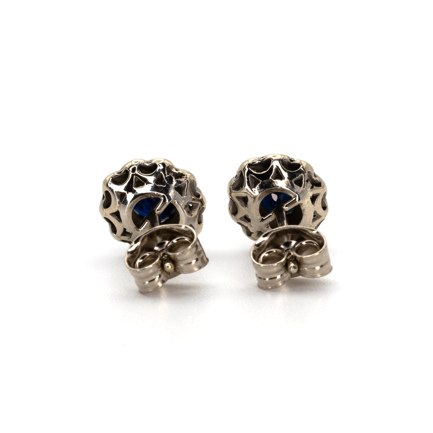 Vintage Diamond Blue Stud Earrings