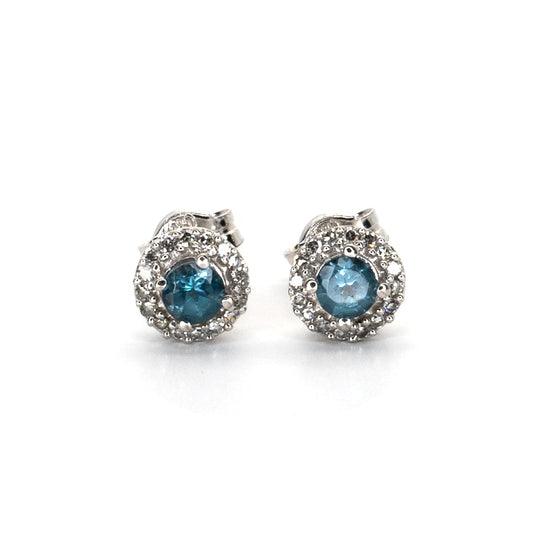 Diamond & London Blue Stud Earrings