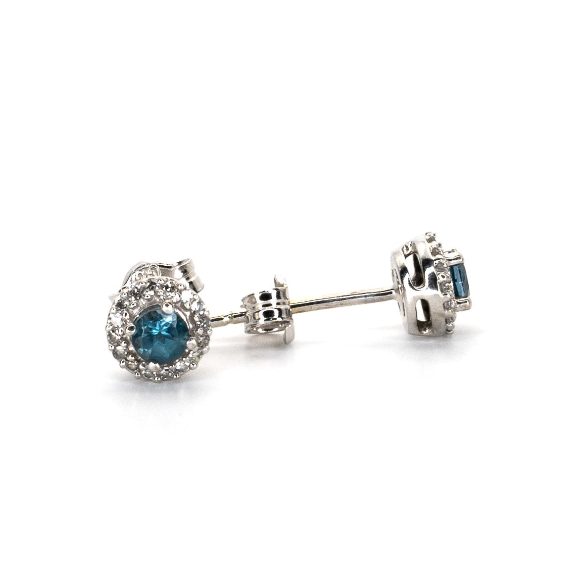 Diamond & London Blue Stud Earrings