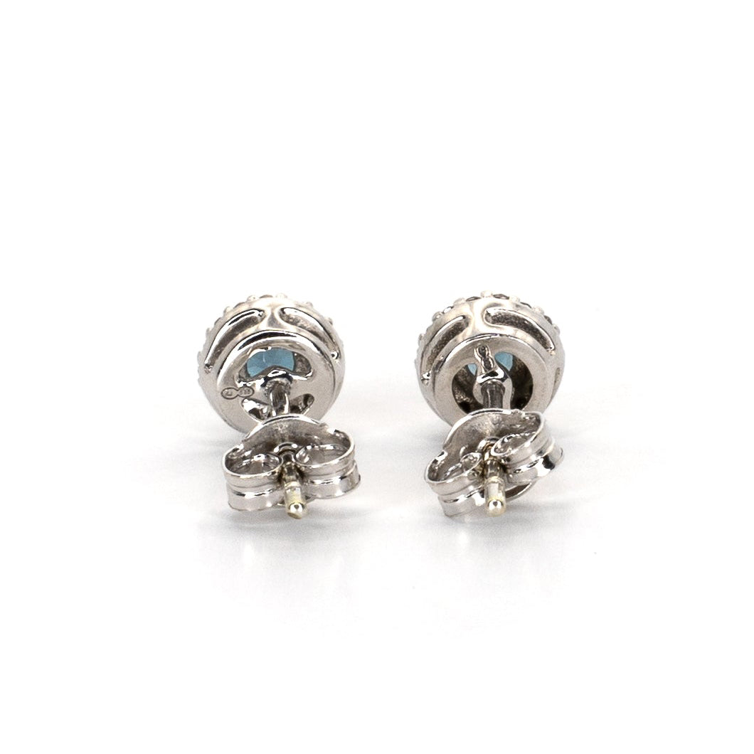Diamond & London Blue Stud Earrings