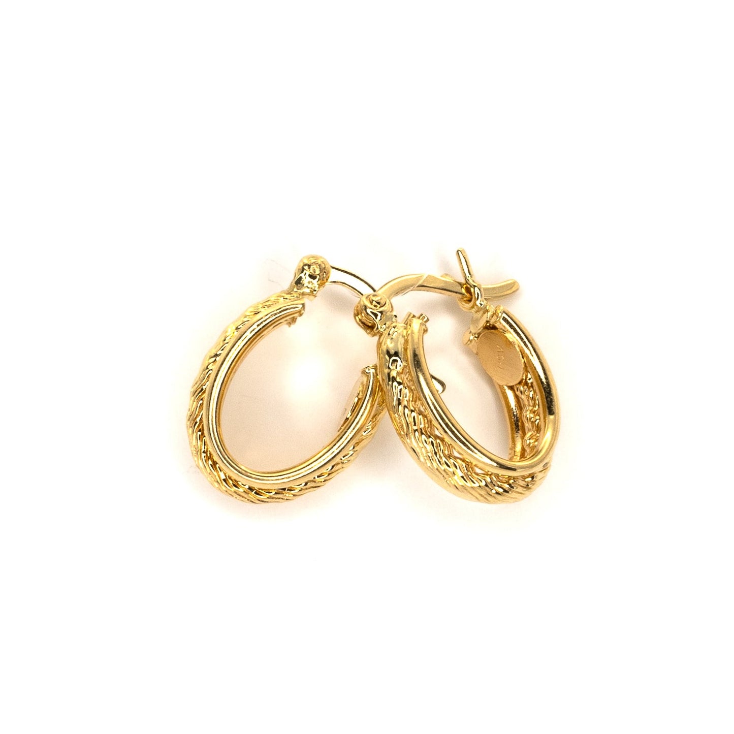 Rope Style Oval Gold Hoops