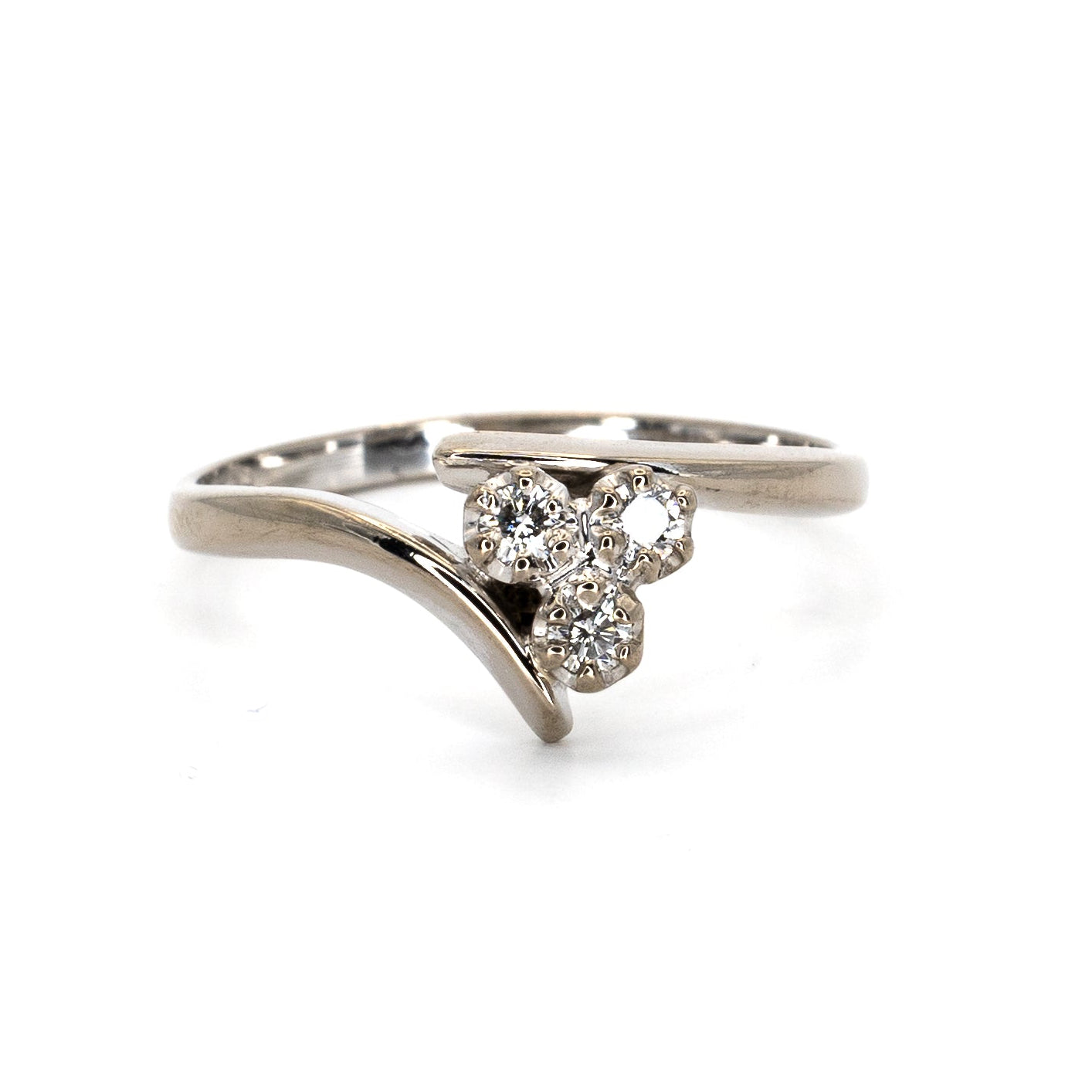 Three Diamond White Gold Ring