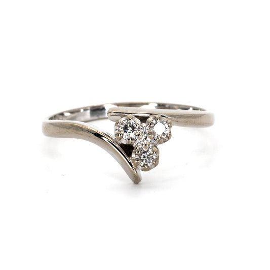 Three Diamond White Gold Ring