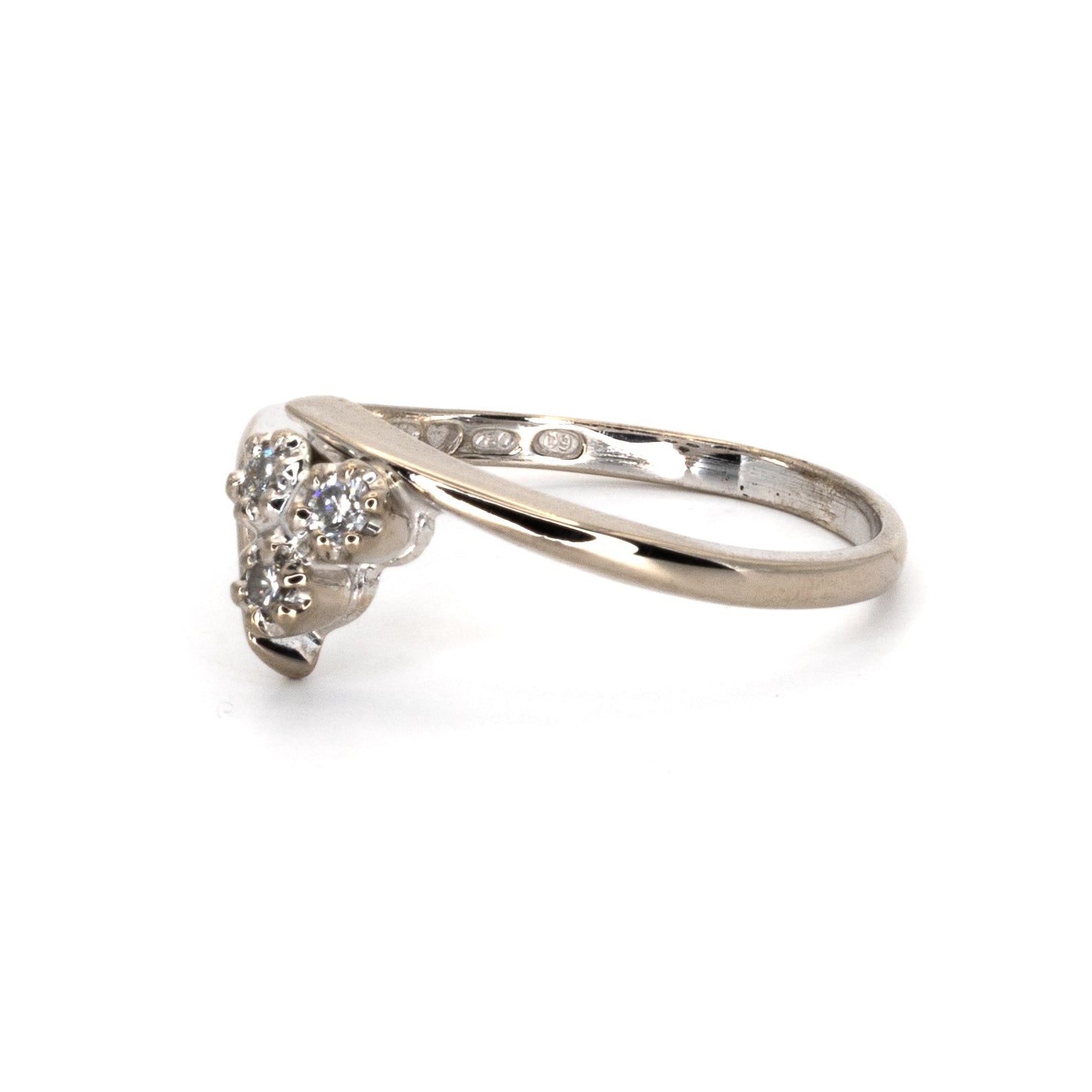 Three Diamond White Gold Ring