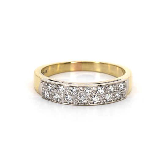 Double Row Diamond Gold Band Ring