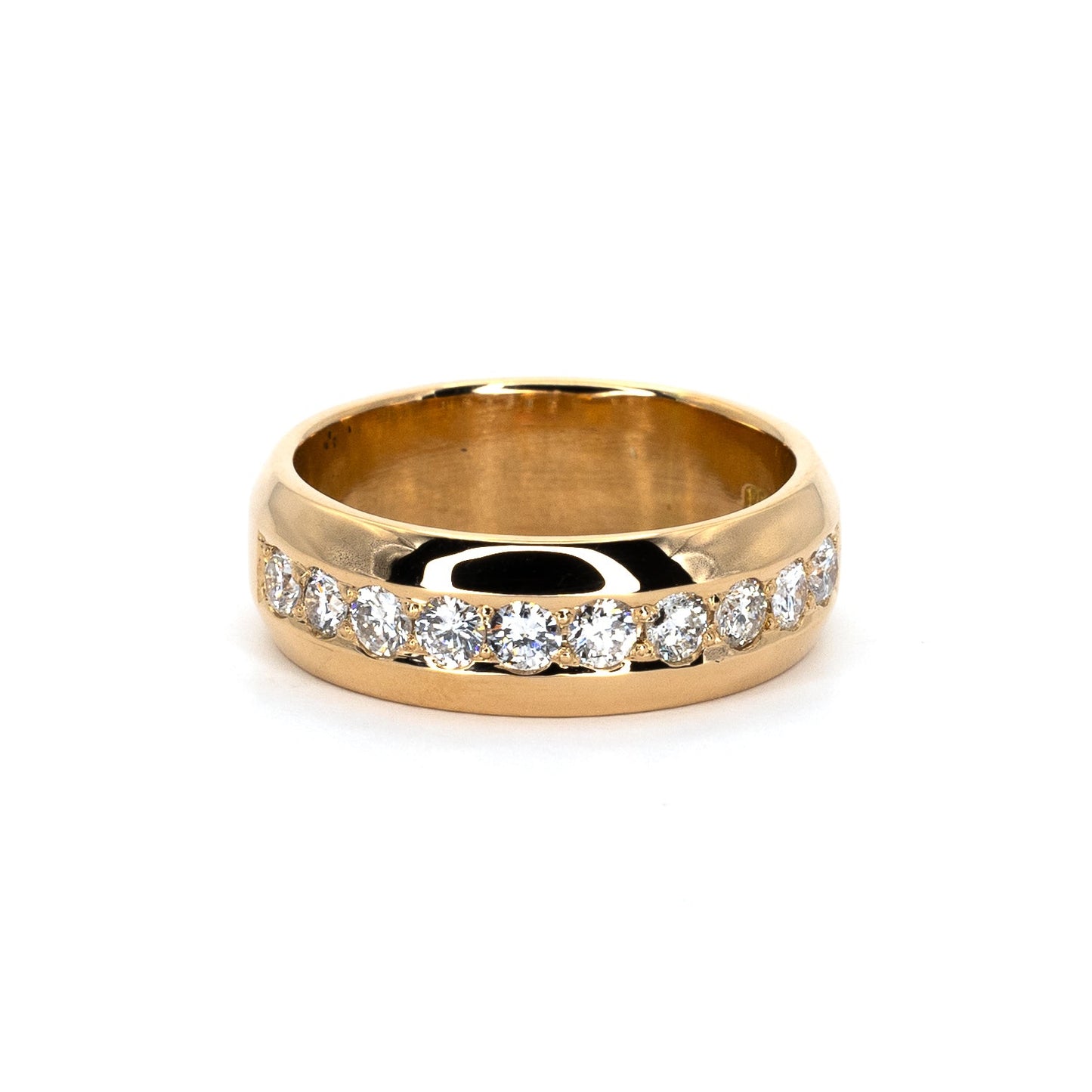 Gold Band Ring Diamond Row Middle