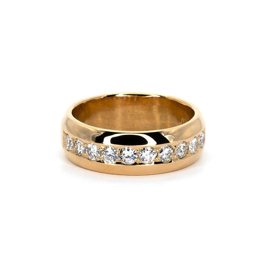 Gold Band Ring Diamond Row Middle