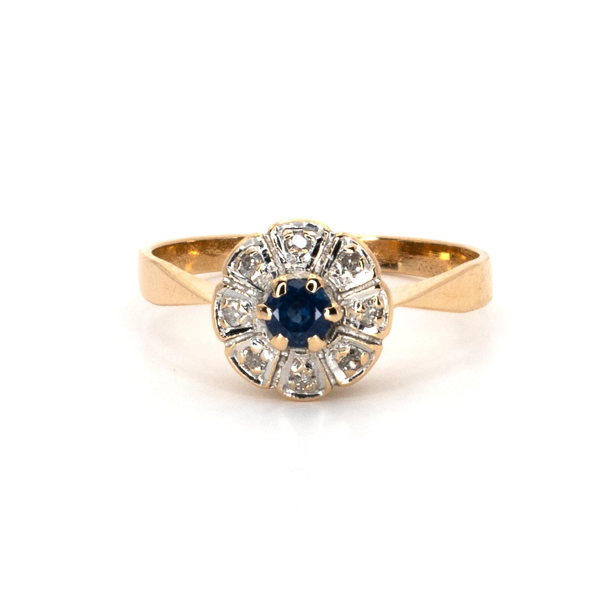 Vintage Sapphire & Diamond Gold Ring