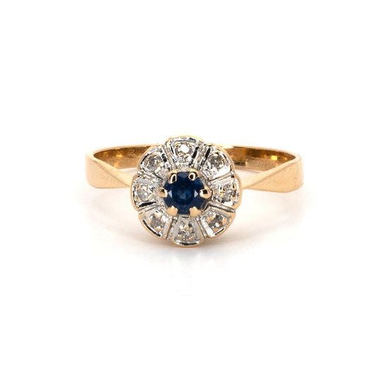 Vintage Sapphire & Diamond Gold Ring
