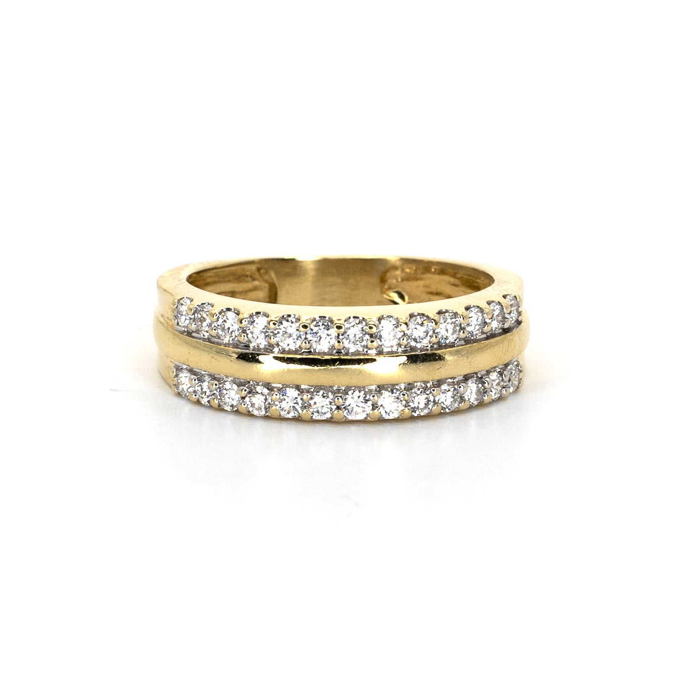 Double Diamond Row Gold Ring