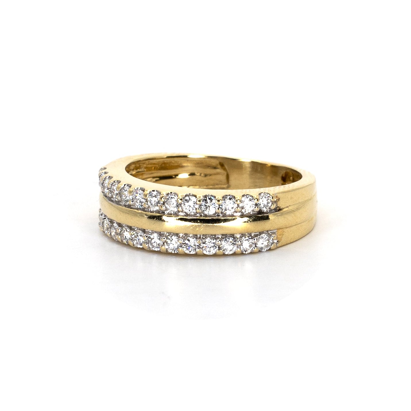 Double Diamond Row Gold Ring