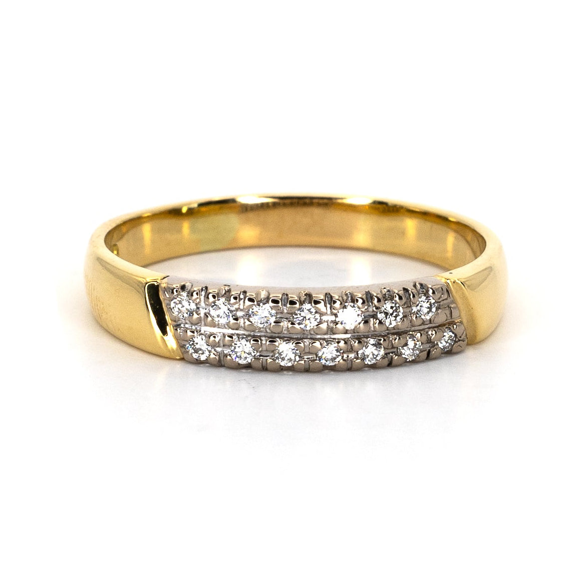Double Row Diamond Gold Band Ring