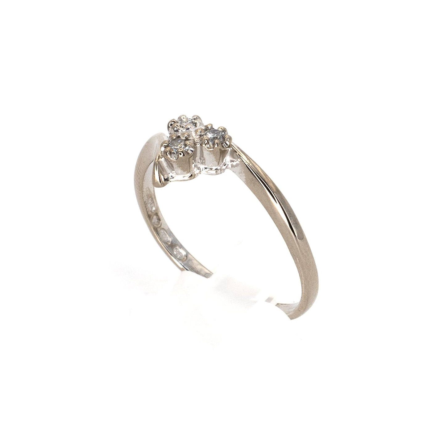 Three Diamond White Gold Ring