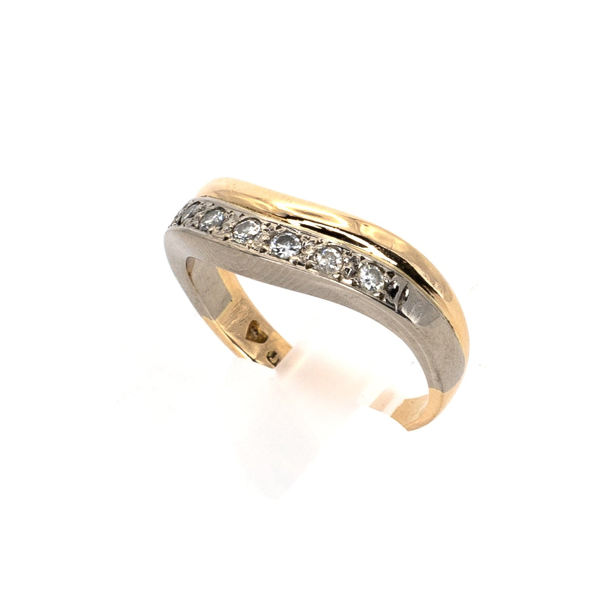 Soft Wave Diamond Yellow & White Gold Ring