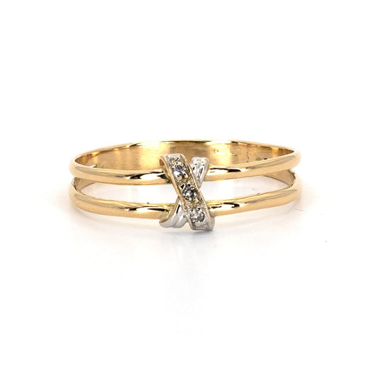 Double Band Gold & Diamond Ring
