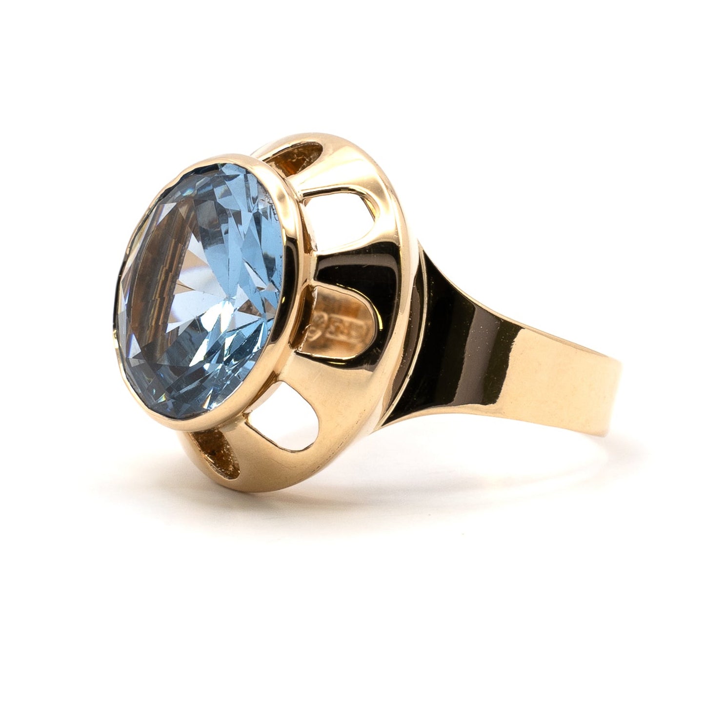 Vaaleansininen 60-luvun cocktail-sormus