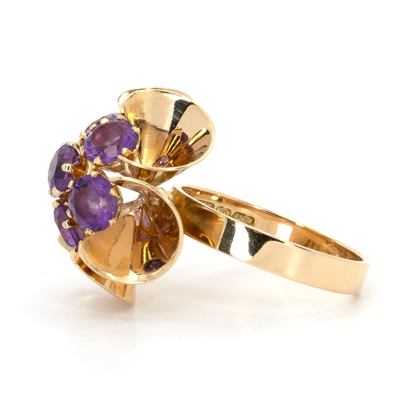 Purple Flower Power Gold Ring