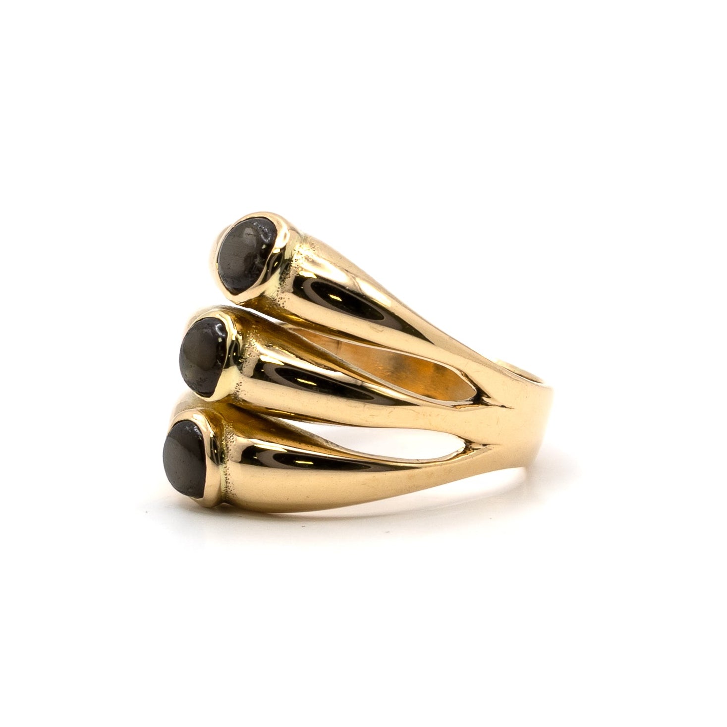 Stack Illusion Gold Gem Ring with Rare Sheen Sapphires