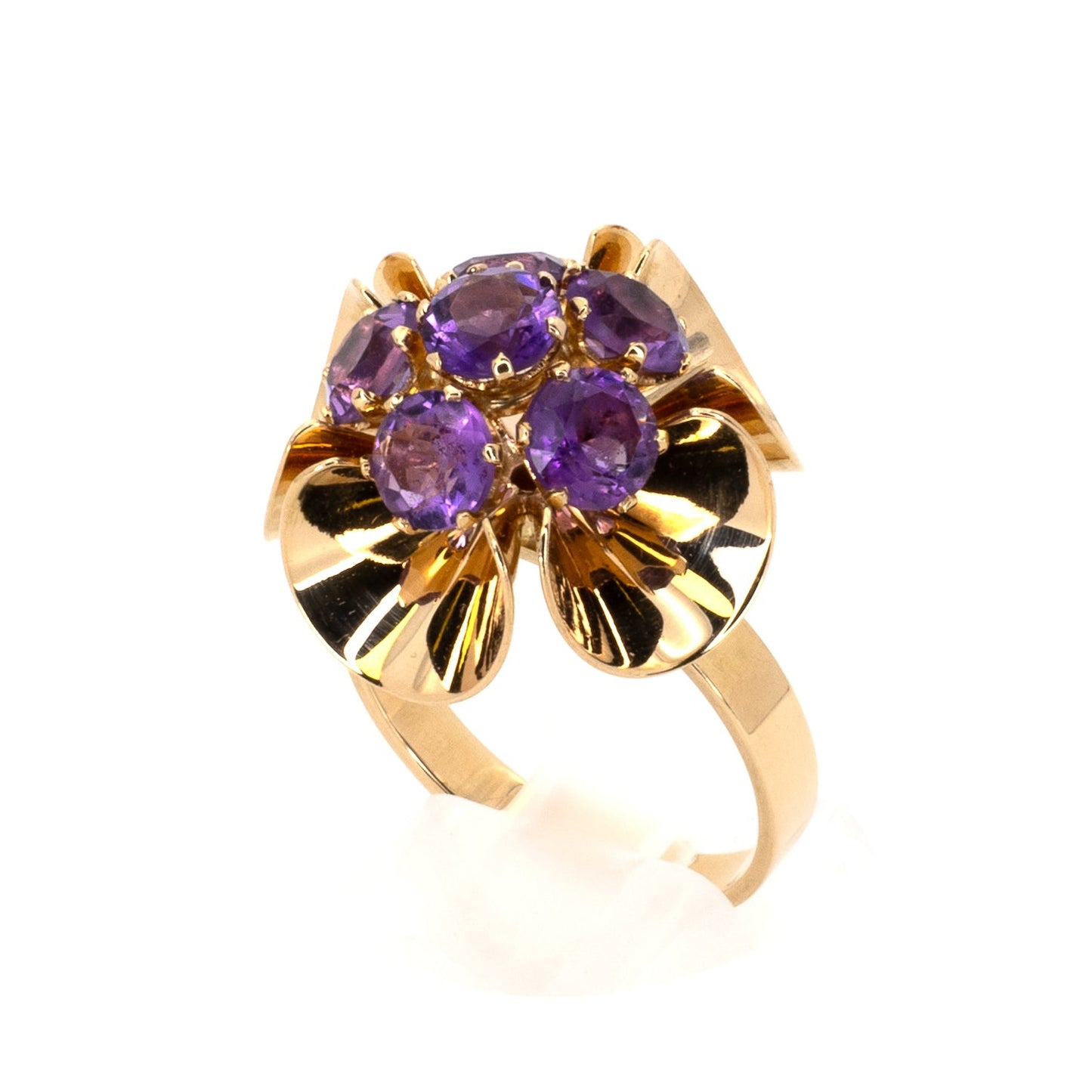 Purple Flower Power Gold Ring