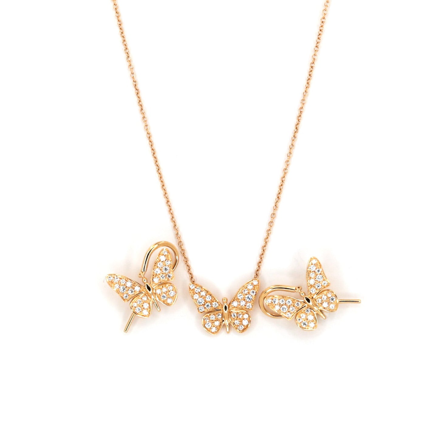 Lindroos Summertime Butterfly -timanttikorvakorut ja -kaulakoru