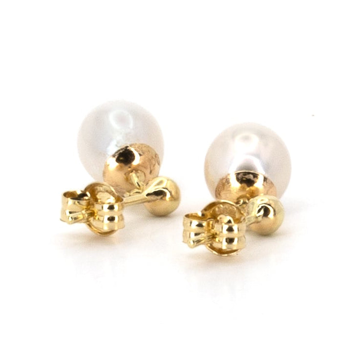 Gold Stud Pearl Drop Earrings
