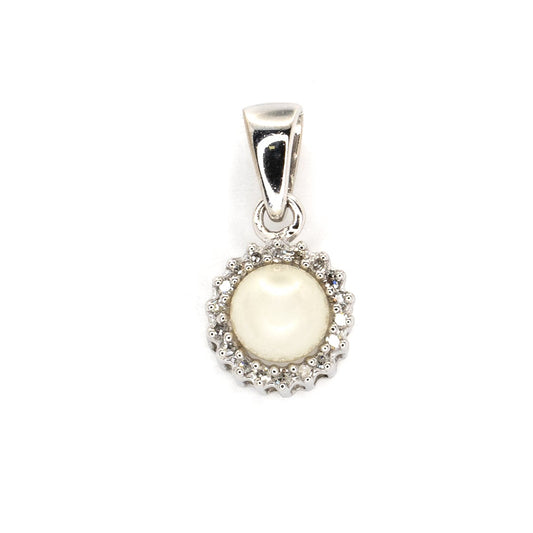 Pearl Pendant with Diamonds White Gold