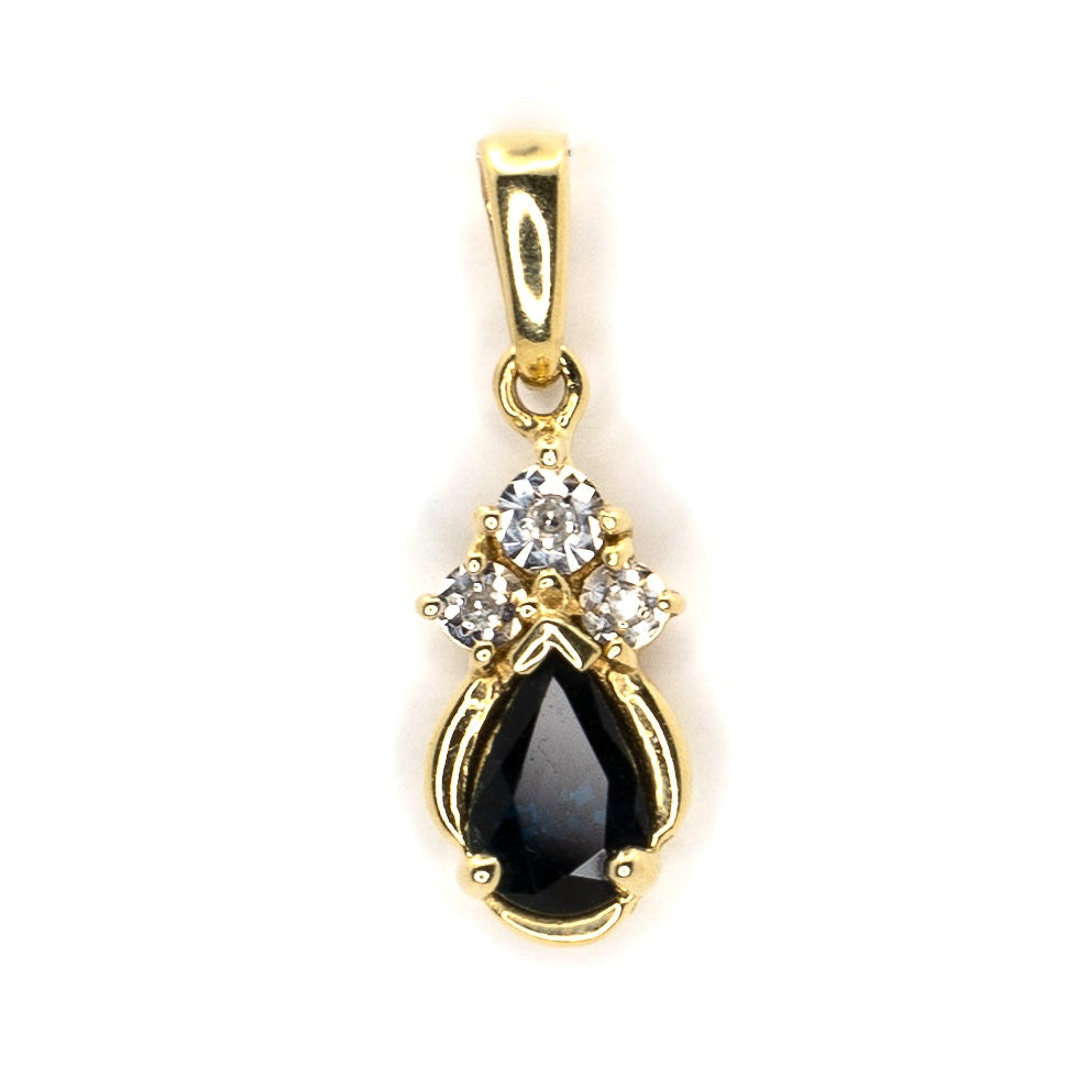 Classic Deep Blue Natural Sapphire & Diamond Pendant