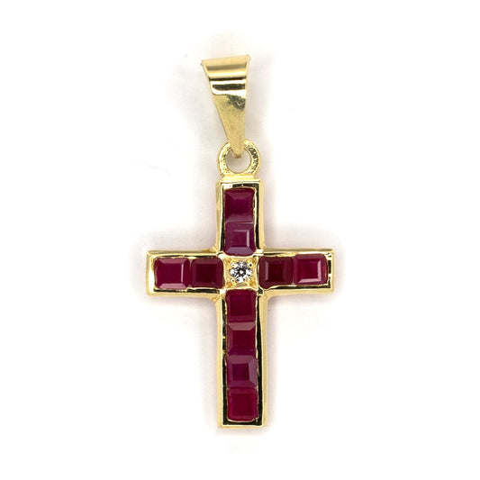 Ruby Red Gold Cross