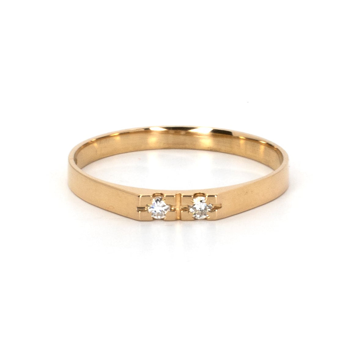 Two Studded Gold Band Ring