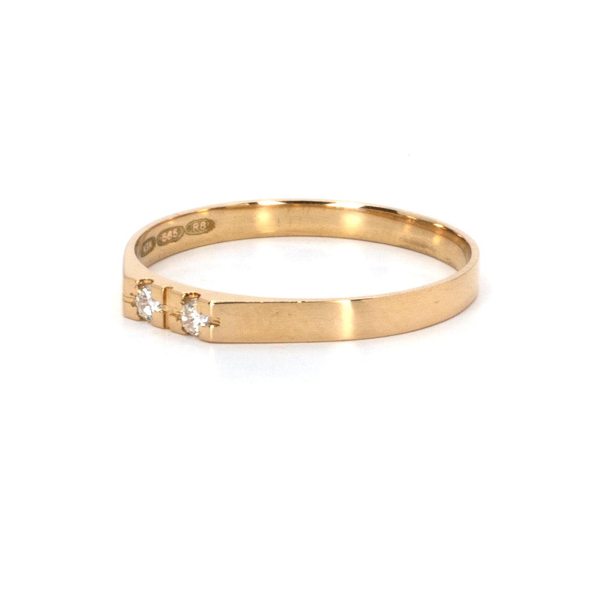 Two Studded Gold Band Ring