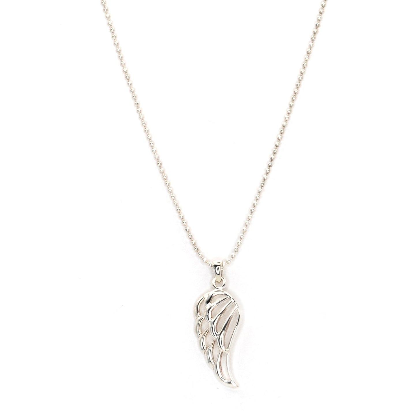 Angle Wing Silver Ball Chain Necklace
