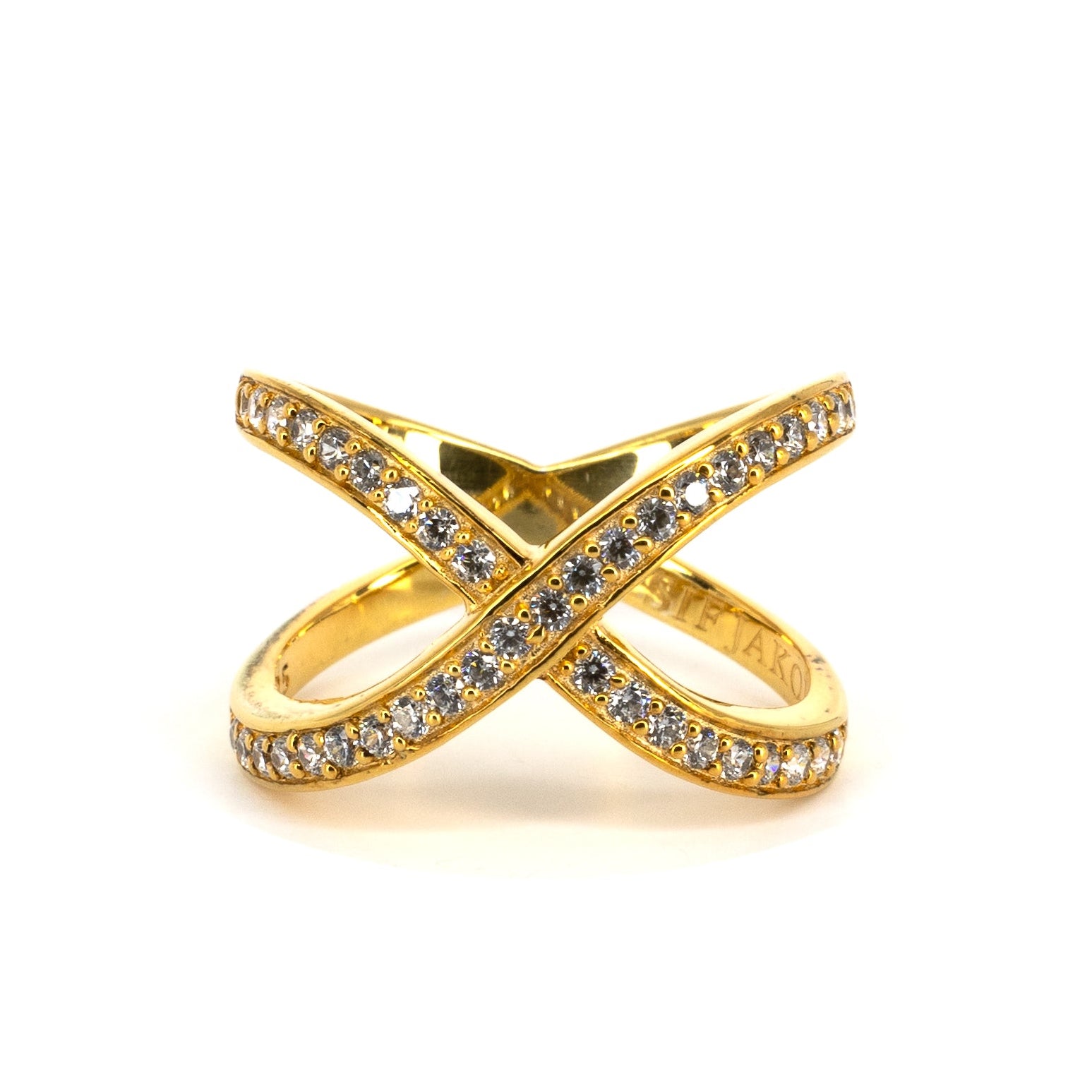 Criss Cross Gold Plated Cocktail Ring