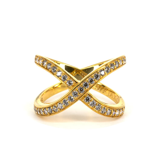 Criss Cross Gold Plated Cocktail Ring