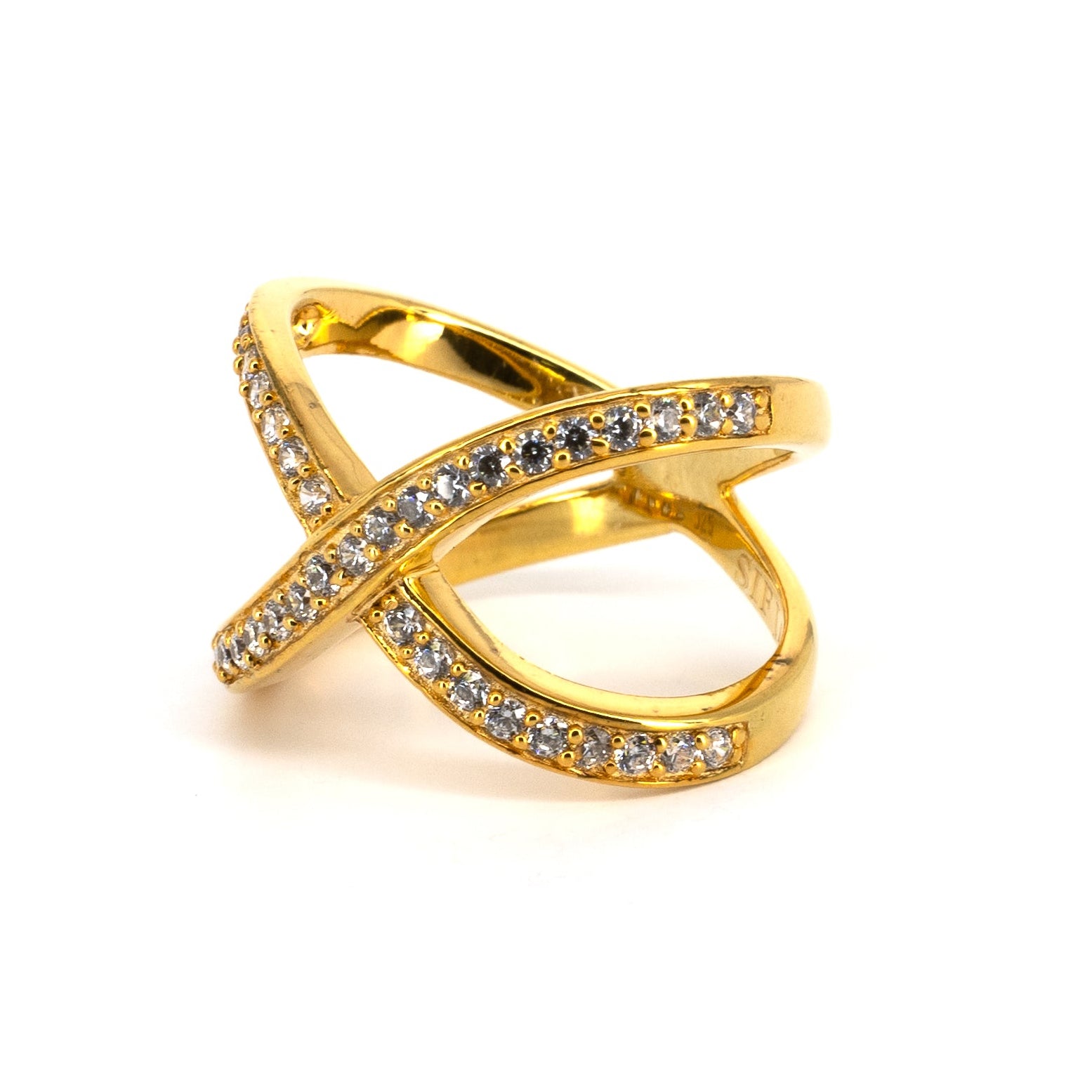 Criss Cross Gold Plated Cocktail Ring
