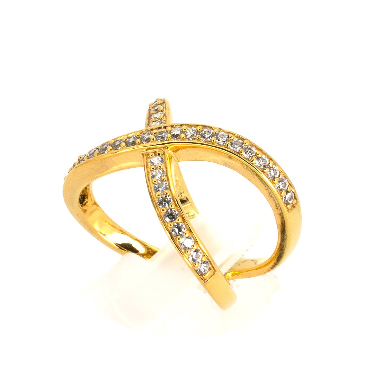 Criss Cross Gold Plated Cocktail Ring