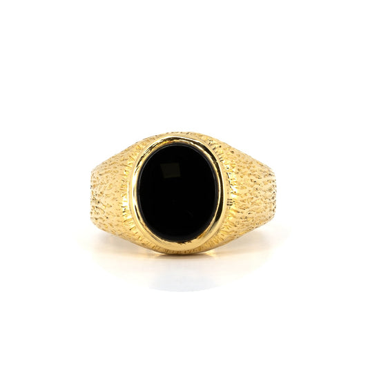 Round Signet Gold Ring