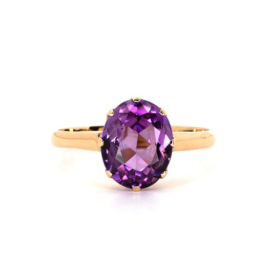 Purple Solitaire Gold Ring