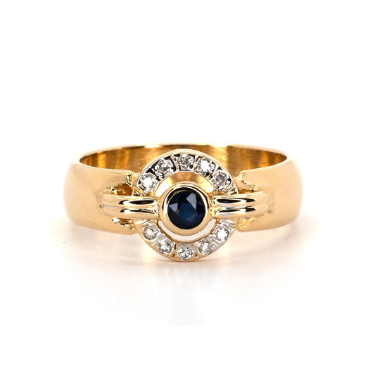 Blue Bow Halo Gold Ring