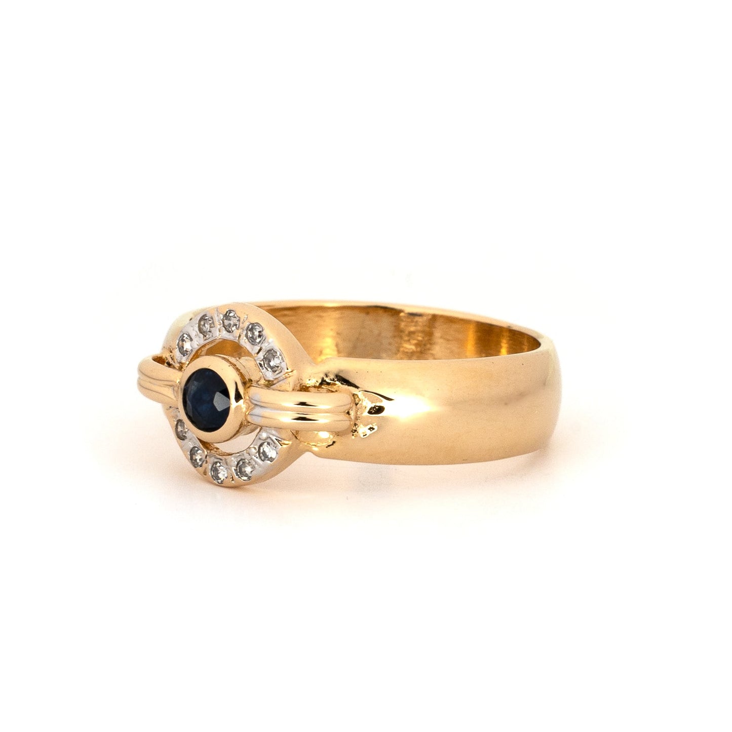 Blue Bow Halo Gold Ring