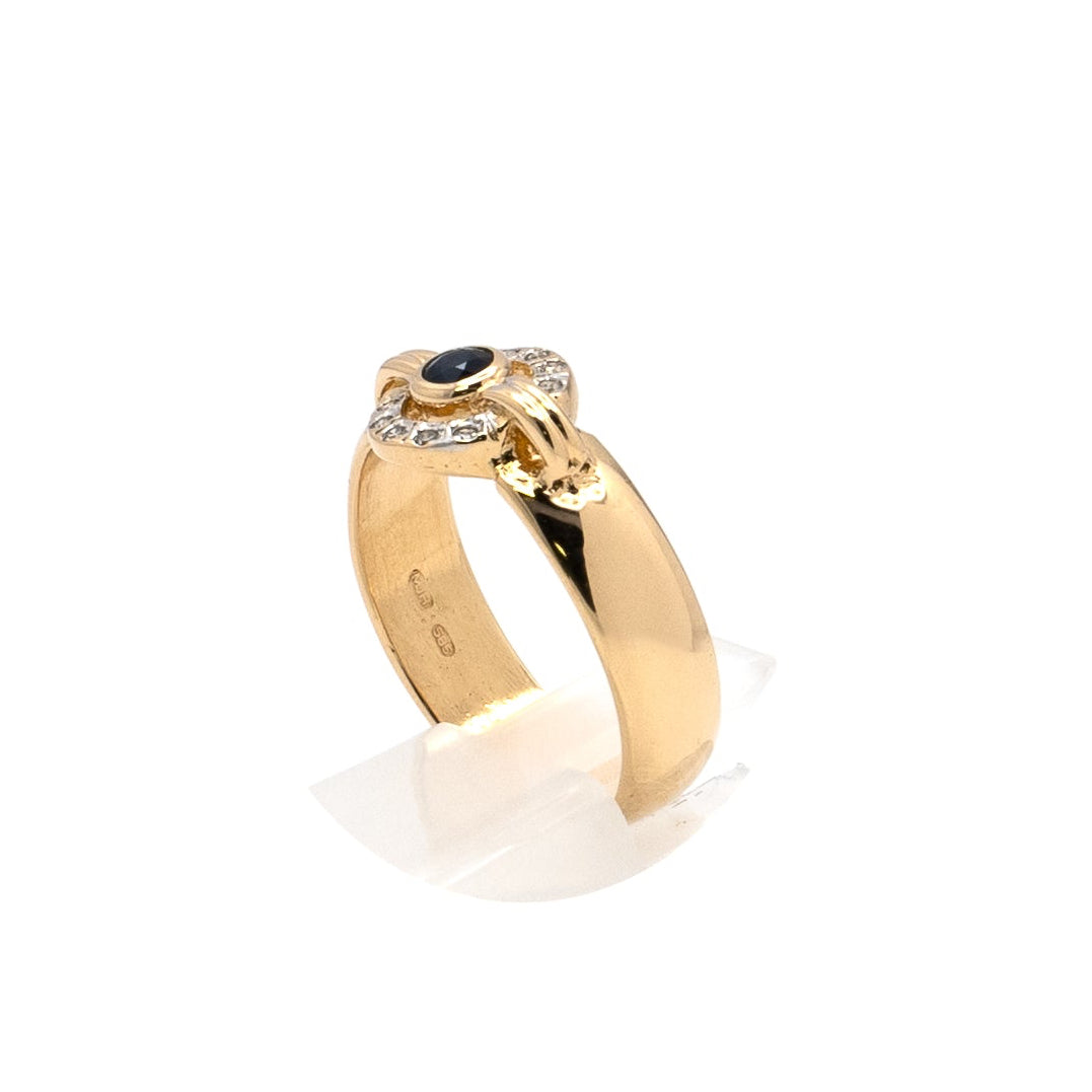Blue Bow Halo Gold Ring