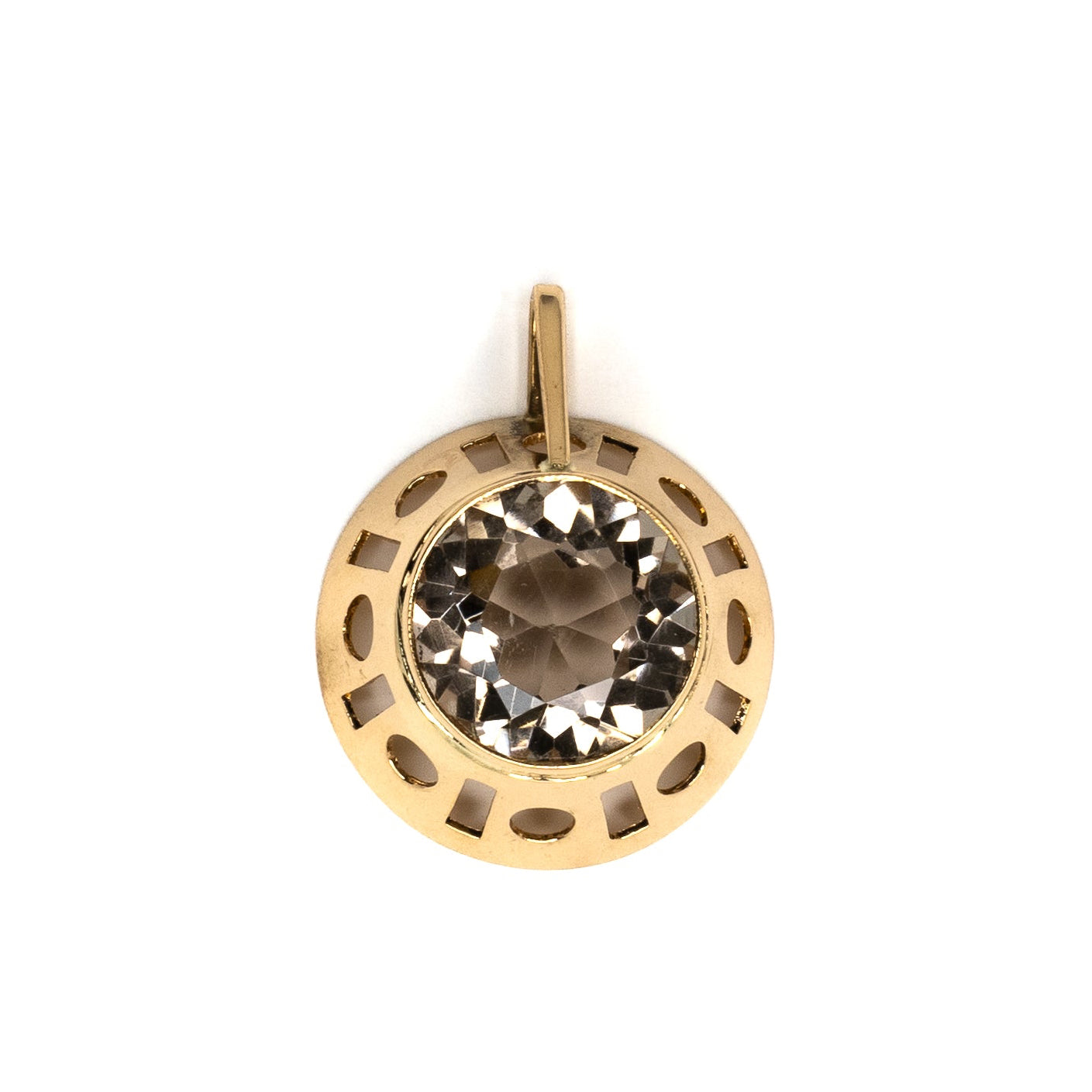Art Deco Large Smoky Quartz Gold Pendant