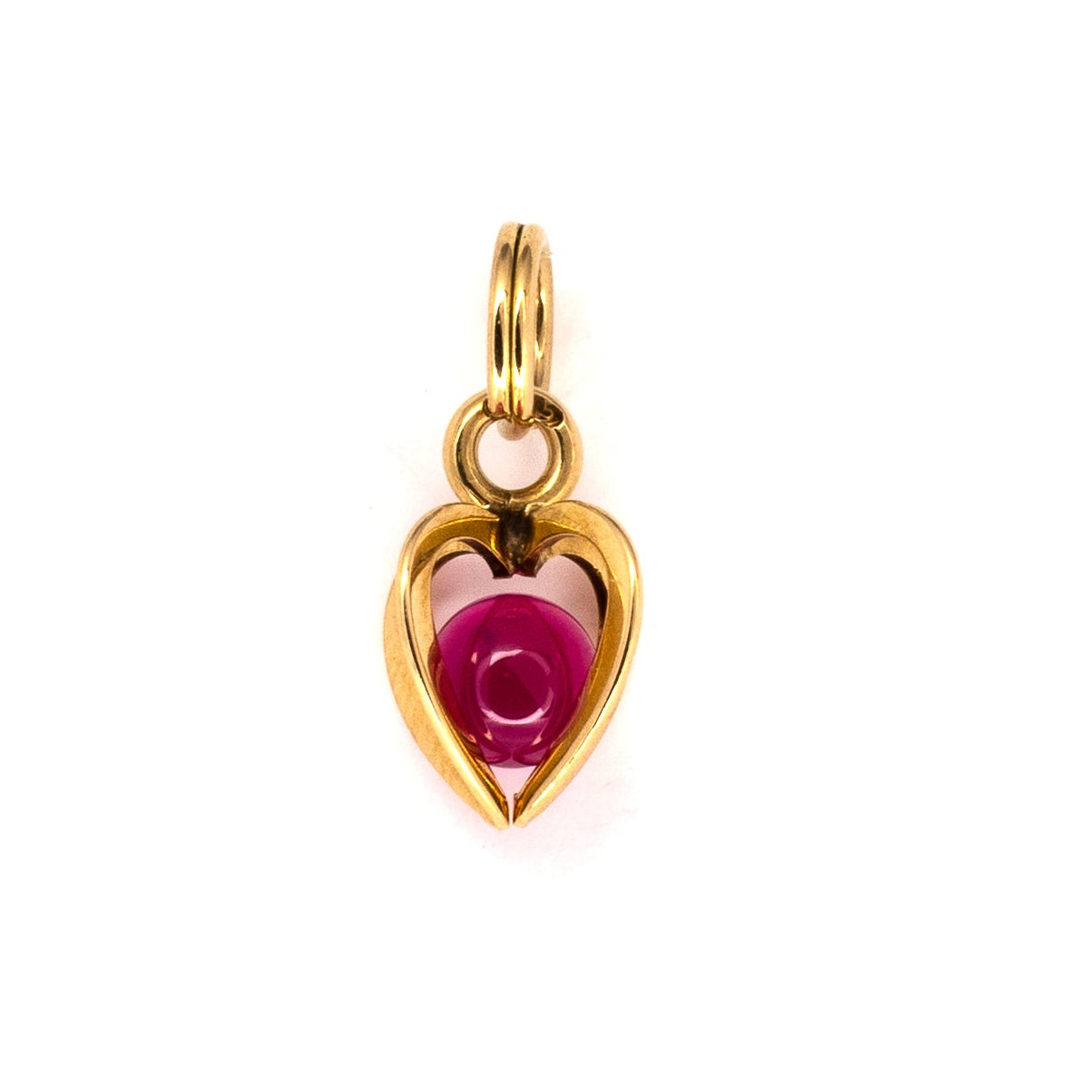 Synthetic Ruby Heart Gold Pendant
