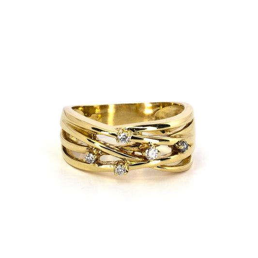 Bypass Diamond and Gold Ring